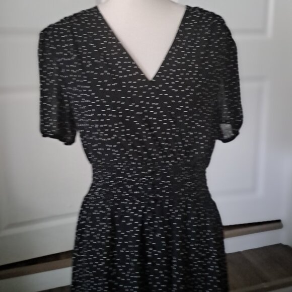 FASHION Polka Dots  V-Neck Midi Short Sleeve Boho High Low Hem Dress Sz M NWT - Picture 2 of 11